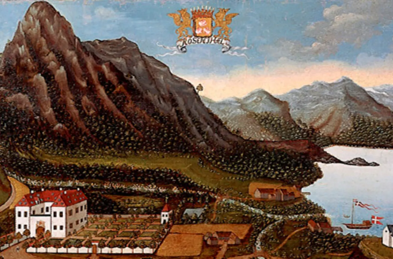 Slottet Rosendal malet af prospektmaler Hans Sager i 1705.