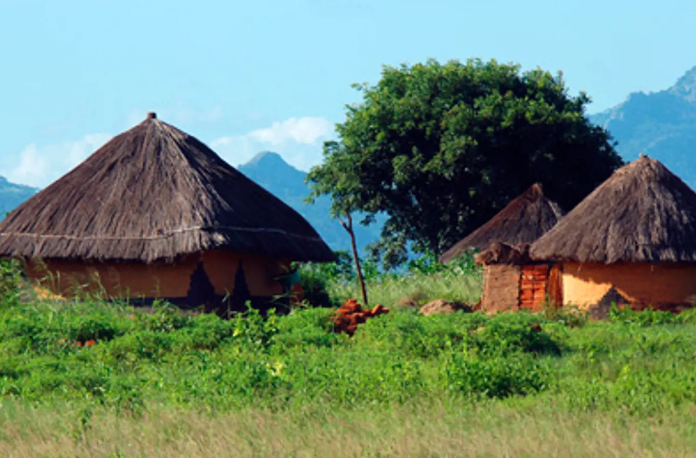 Lerhytter nær grænsen mellem Mozambique og Zimbabwe.
