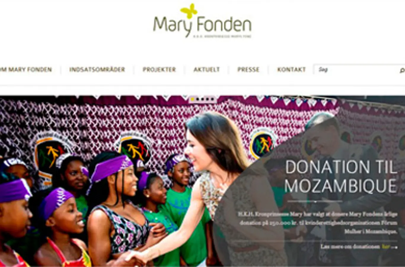 Forsiden af www.maryfonden.dk.