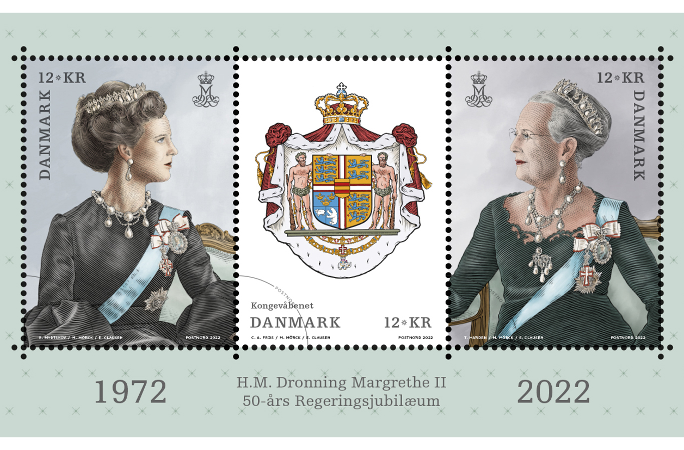 levering mesterværk malm Nyt frimærke i anledning af H.M. Dronningens 50-års Regeringsjubilæum
