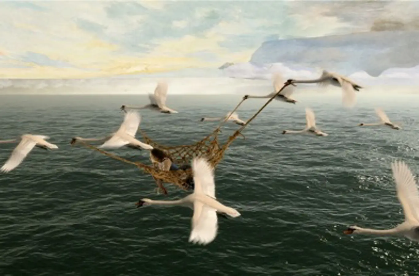 Scene fra filmen De Vilde Svaner.