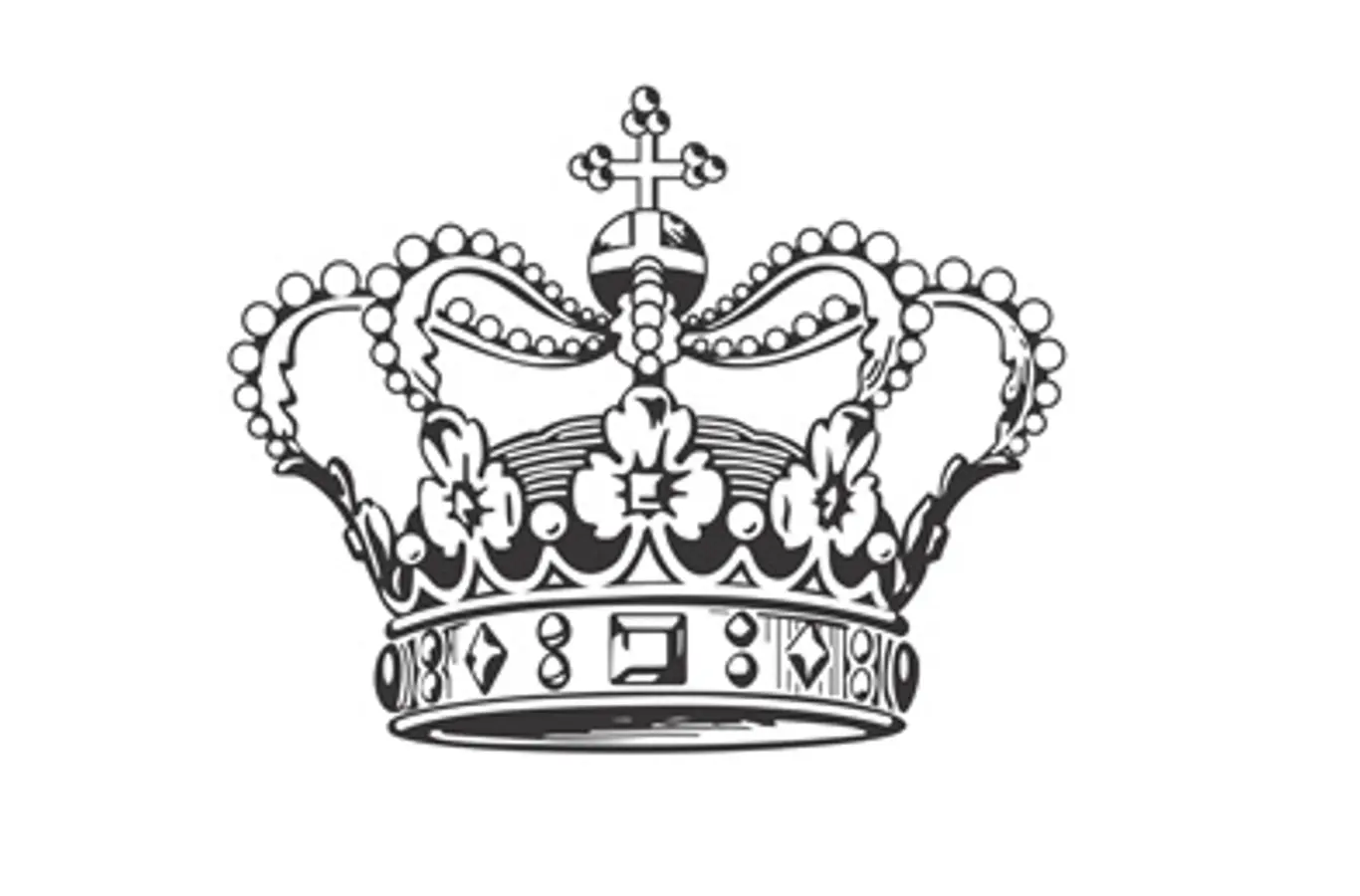 Den kongelige krone tegnet af Claus Achton Friis i 1972.