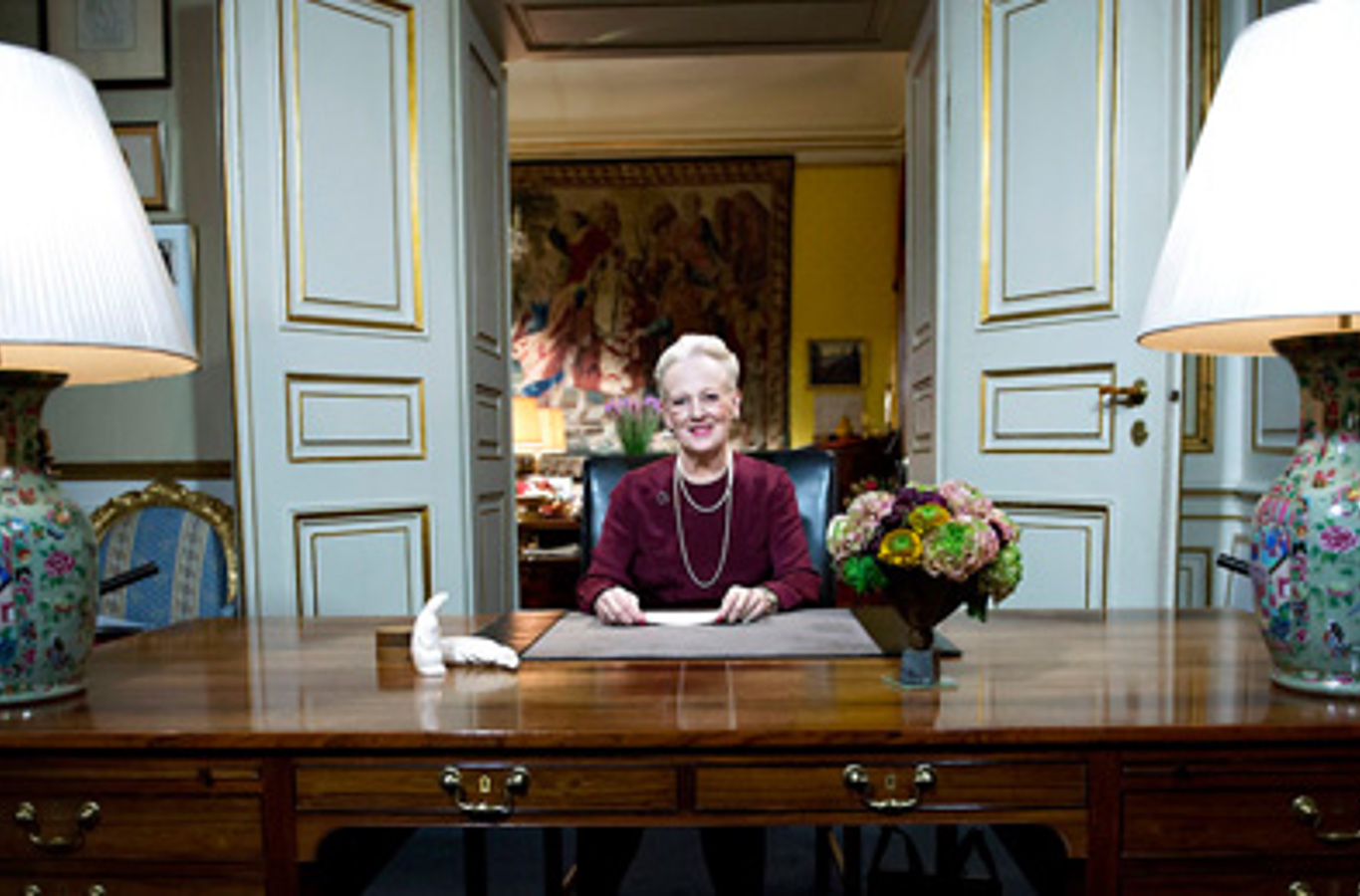 H.M. Dronningen ved nytårtalen 2012.